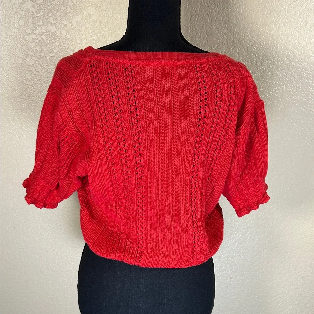 Zara Red Knit Crop Top Size Large